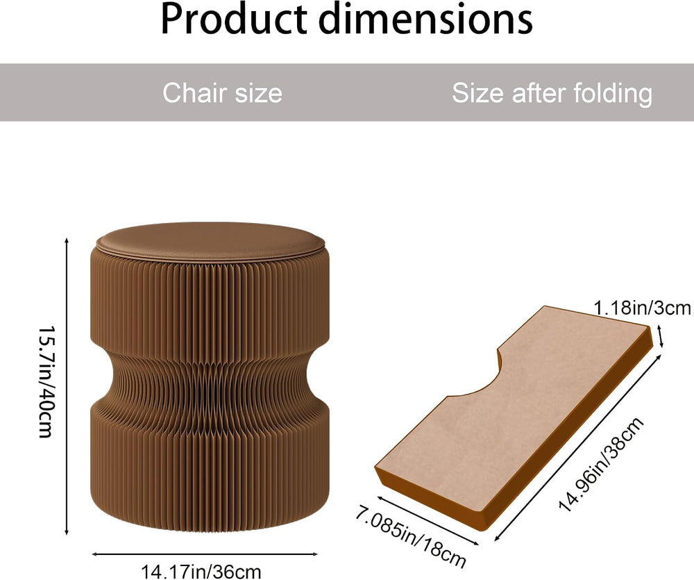 Folding Stool, 660lb Load Capacity Foldable Paper Stool - 15.7 Inch Modern Mi...