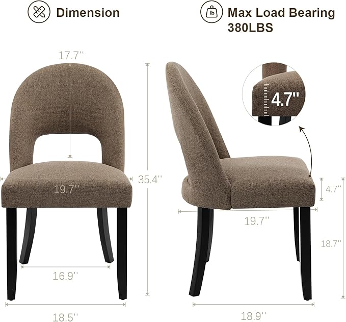 Upholstered Dining Chairs Set of 8, Mid Century Modern Dining Kitchen Chairs ...