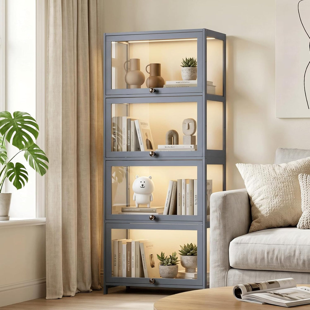 Magshion Display Cabinet, 4-Tier Curio Cabinet with Acrylic Doors | 55" ...
