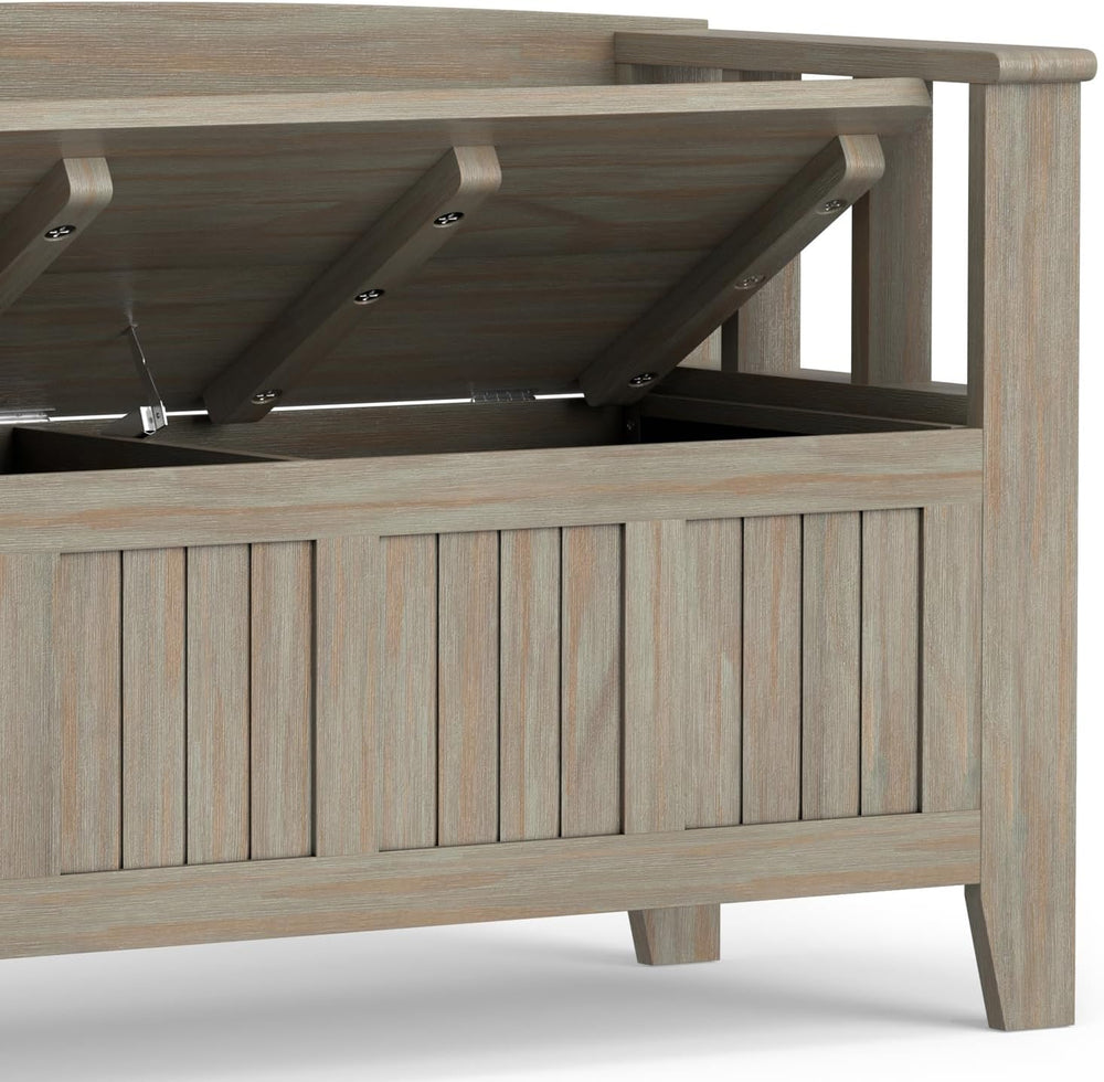 SIMPLIHOME Acadian Solid Wood 48 inch Wide Storage Bench that Seats 2 and 36 ...