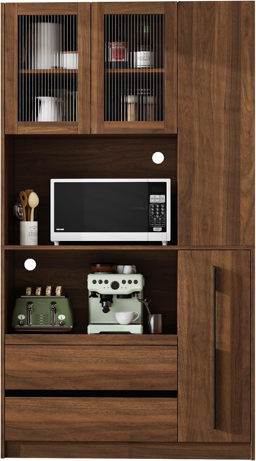 71" Tall Kitchen Pantry Cabinet with Storage, Farmhouse Kitchen Storage ...