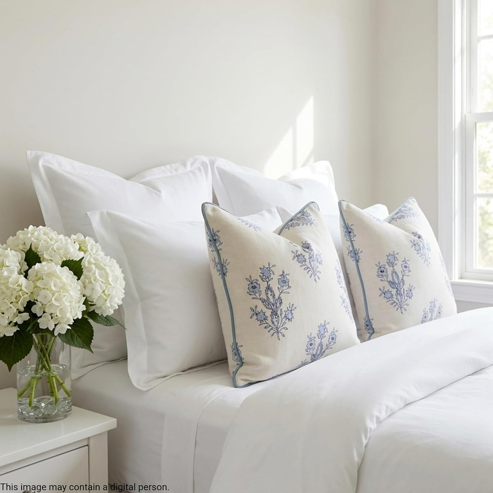 Jillien Harbor “The Mary” Blue and White Decorative Throw Pillow Cover – Flor...