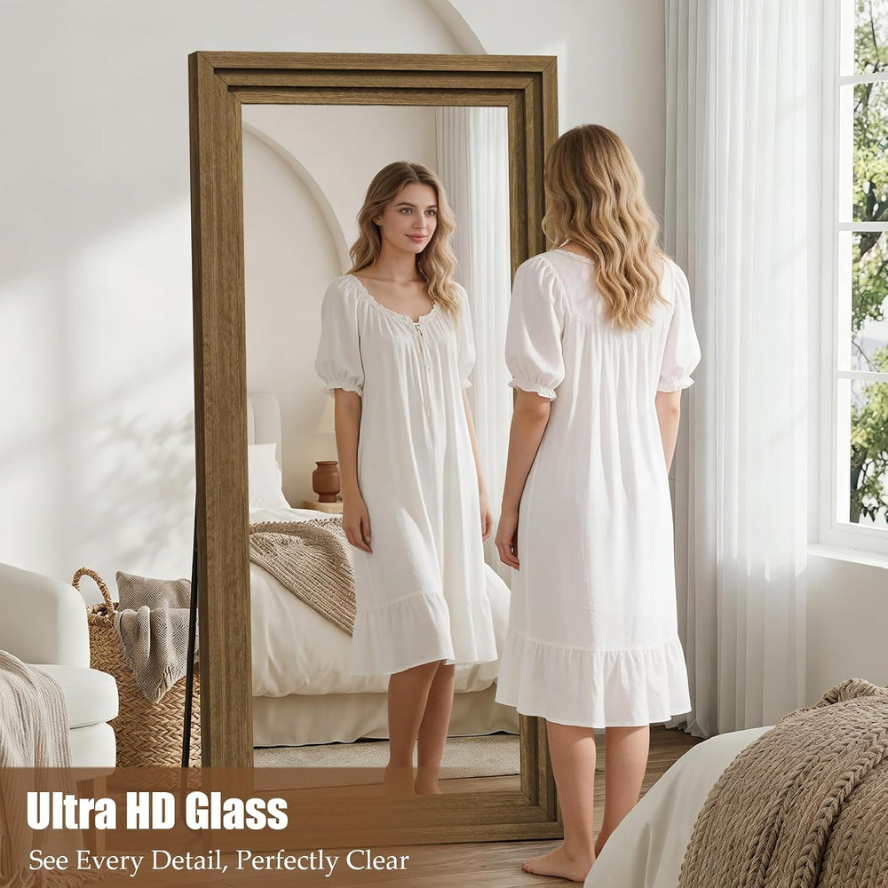Wood Full Length Mirror 71"x30", Large Solid Wood Frame Floor Mirror