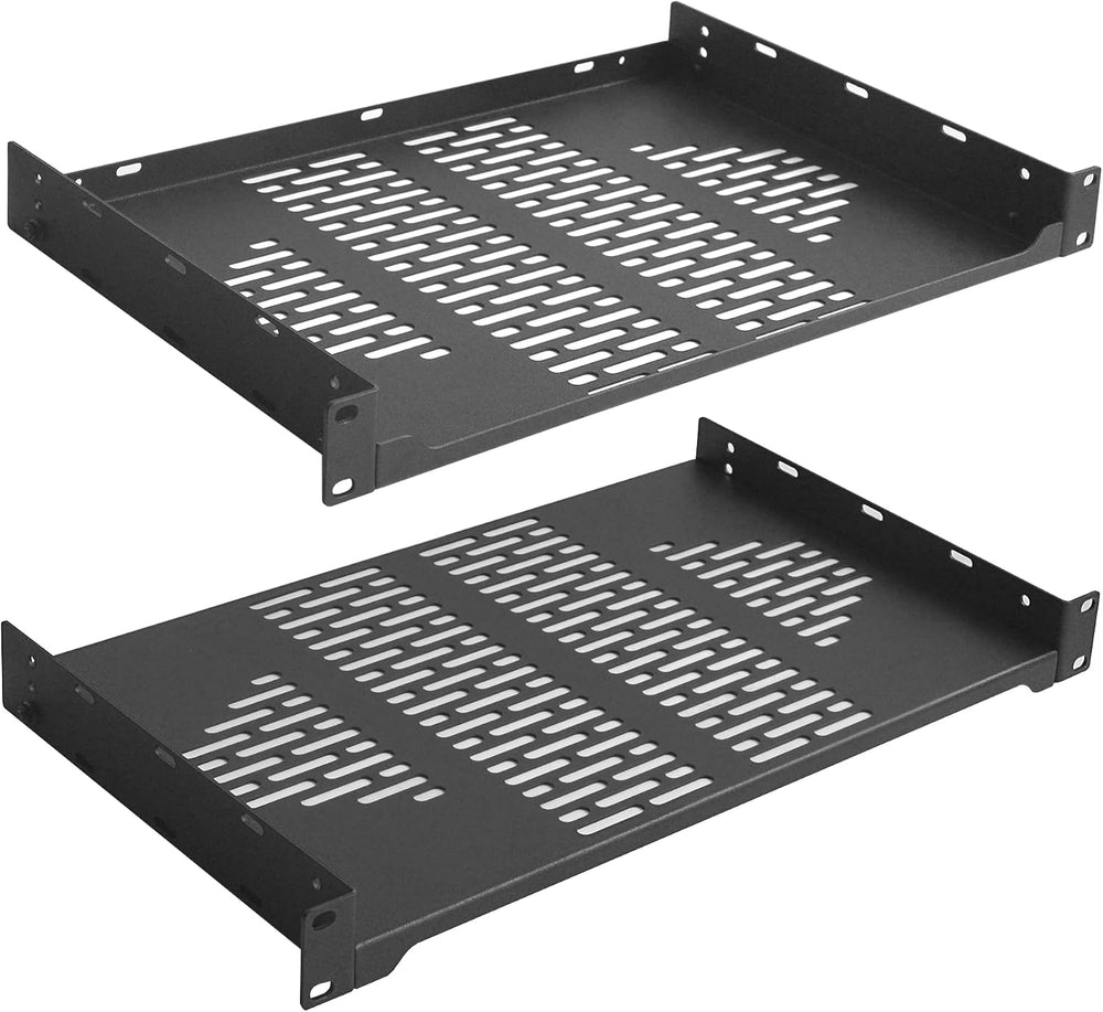 RIVECO 2-Pack 10" 1U Vented Rack Shelf for 19" Server IT Sound Cabi...