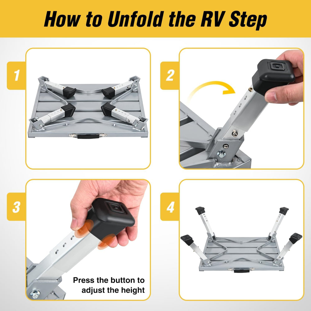 Nilight RV Step Stool Aluminum Folding Platform Steps 19x14.5 4 Level