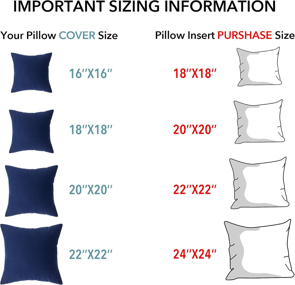 Oubonun 22 x 22 Throw Pillow Inserts (Set of 2) with 100% Cotton Cover - 22 I...