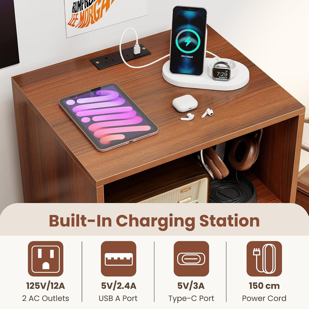 LOKO Record Player Stand with Charging Station, Turntable Stand with Vinyl St...