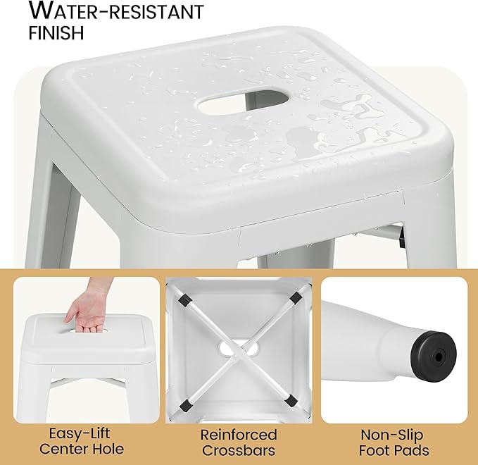 Yaheetech 30 Inch Metal Bar Stools Set of 4, Bar Height Backless Bartools, In...
