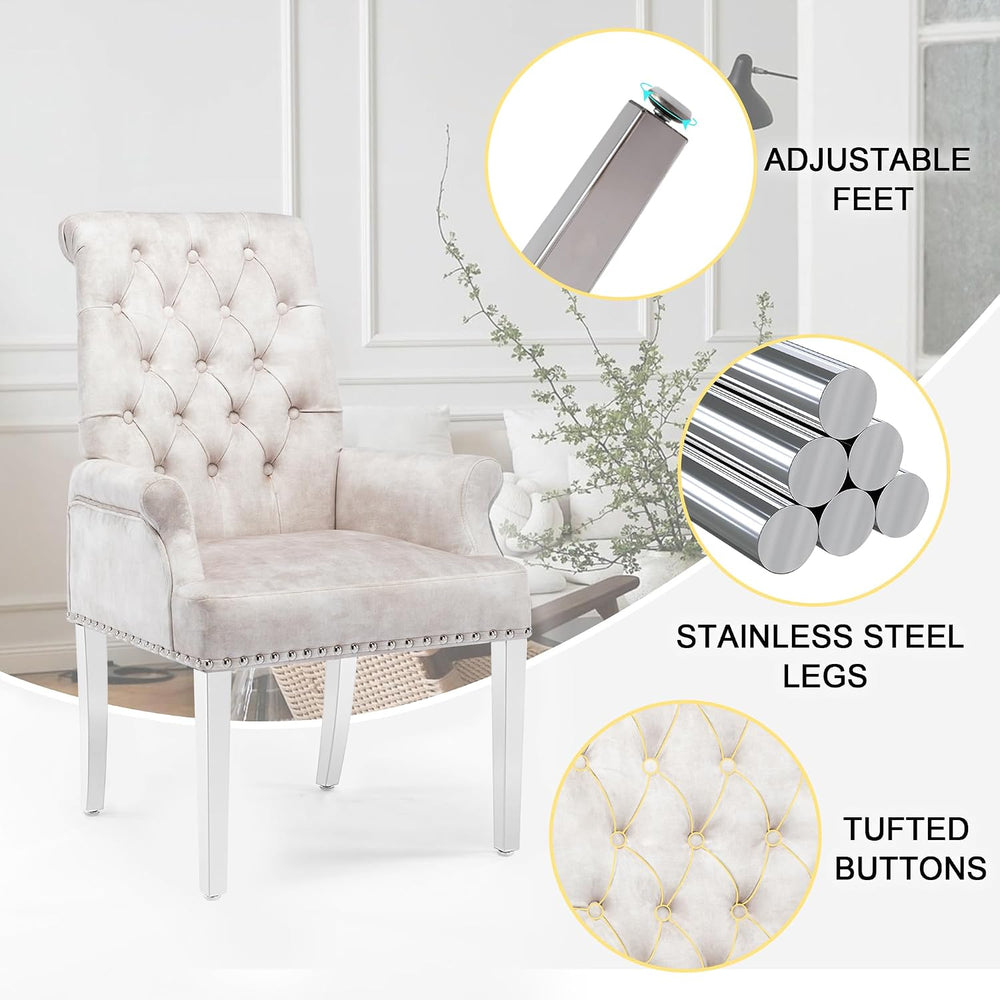 AODCHR Upholstered Velvet Accent Dining Chair, Elegant Tufted Dining Room Kit...
