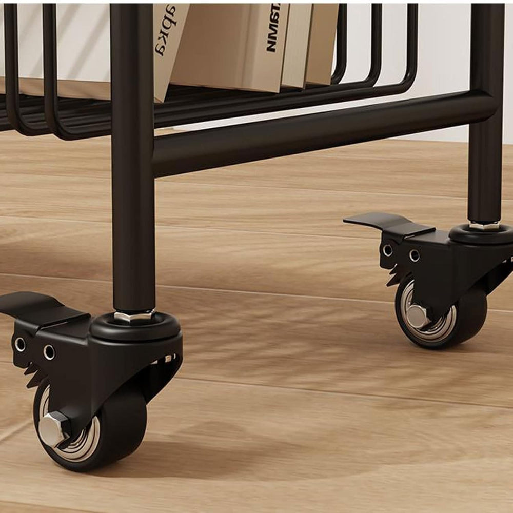 Small Sofa Side Table End Table with Wheels, 2-Tier Utility Rolling Cart Stor...