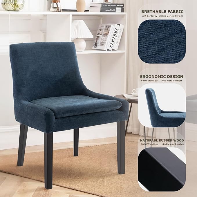 COLAMY Modern Dining Chairs Set of 6, Upholstered Corduroy Accent Side Leisur...