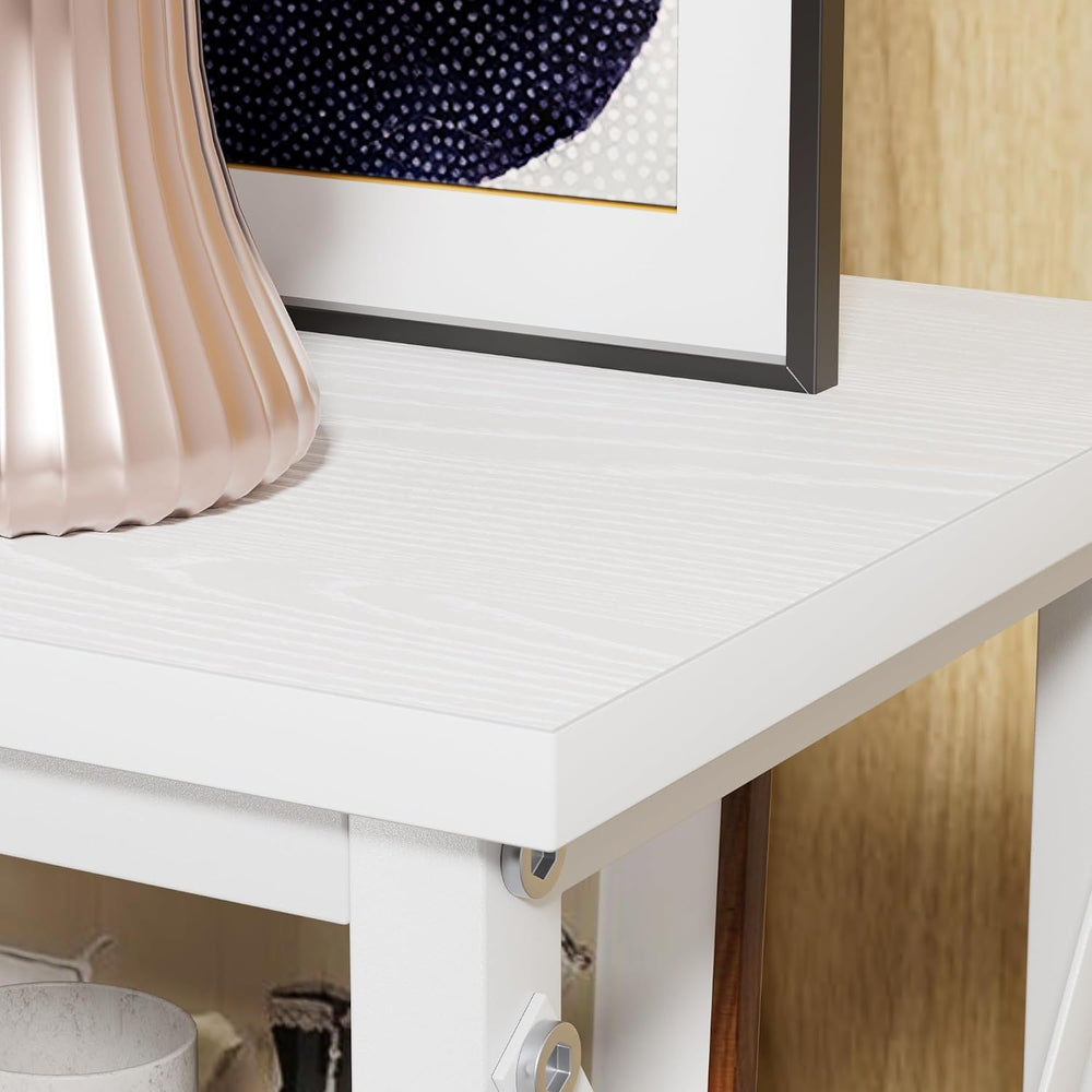 VECELO End Side Table Night Stand,X-Design with Storage Shelf for Bedroom,Liv...