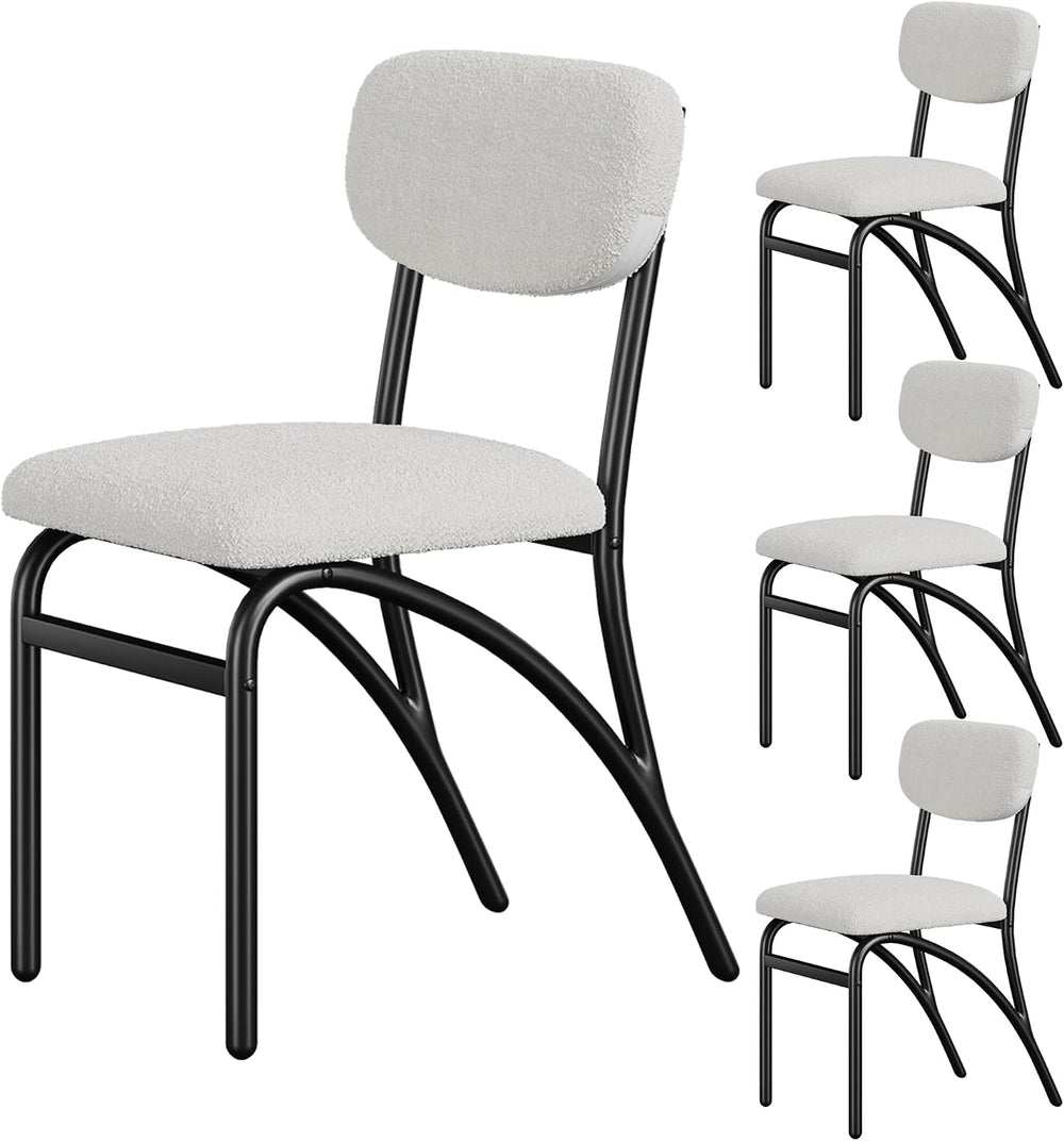 GarveeHome Beige Dining Chairs Set of 4, Boucle Upholstered Kitchen Chair, Mo...