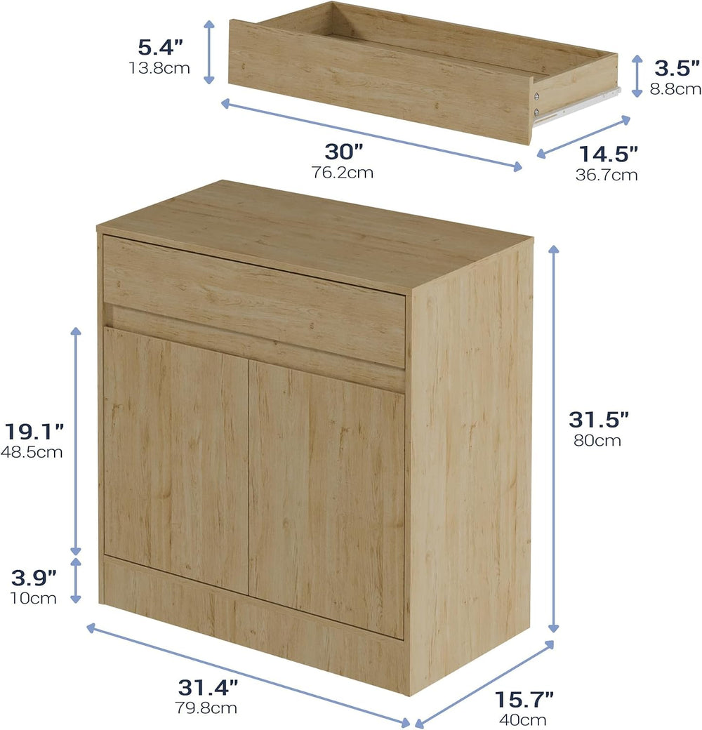 Housoul Buffet Cabinet with 2 Doors and Drawer, Coffee Bar Cabinet with Adjus...