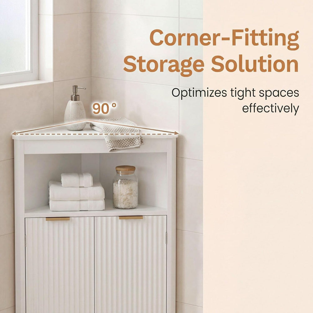 COSTWAY 68" Tall Corner Cabinet with Fluted Doors