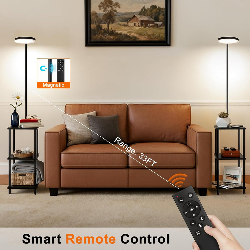 LED Floor Lamp with Table, 25W/3000LM Super Bright Floor Lamp with Remote