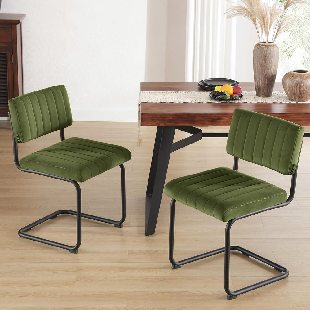 ONEVOG Mid Century Modern Dining Chairs Set of 2, Green Velvet Kitchen Chairs...