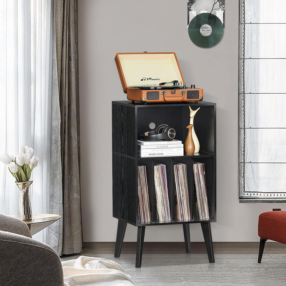 Lerliuo Record Player Stand, Black Turntable Stand Holds up to 160 Albums | M...