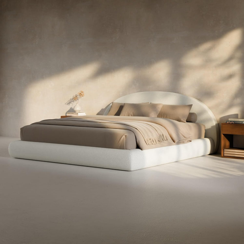 RECCI AirFrame Half-Moon Upholstered King Platform Bed Frame