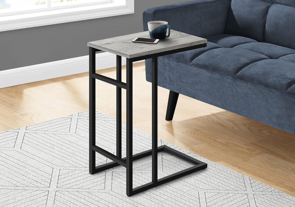 Accent Table, C Shaped, End, Side, Snack, Living Room, Bedroom, Grey Laminate...