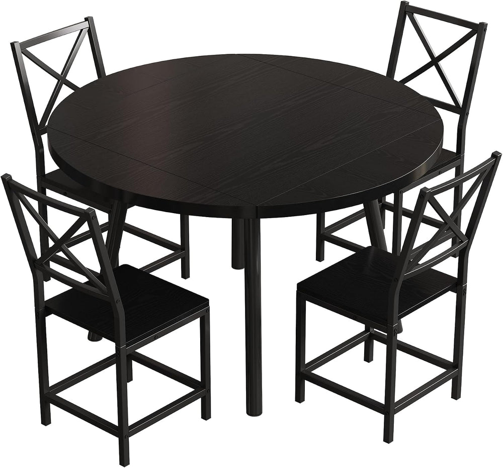 IRONCK Dining Table Set for 4, Round Kitchen Table and 4 Stool Chair for Dini...