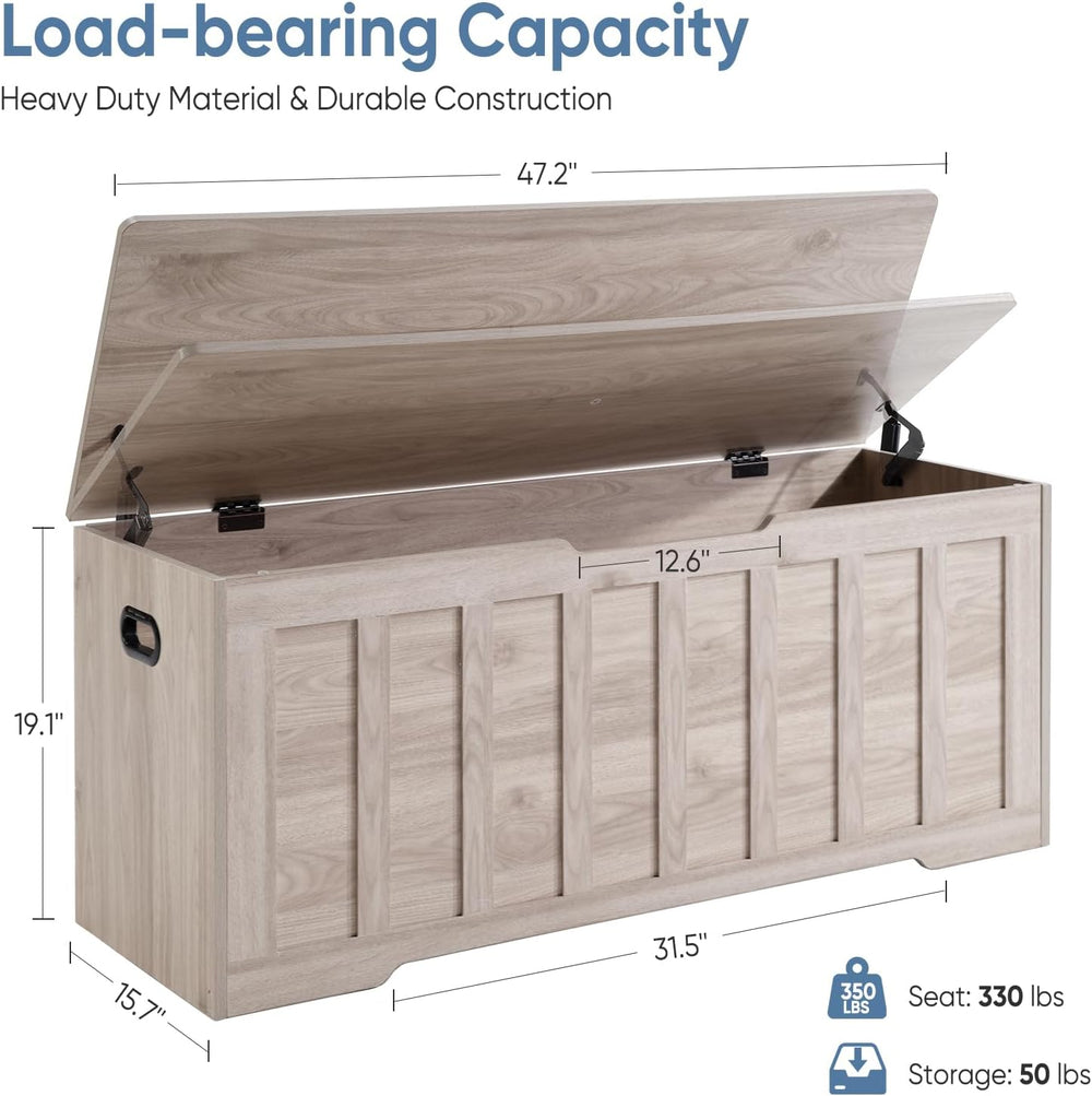 DUMOS 47.2" Wooden Storage Chest Bench with Storage for Bedroom | Extra ...