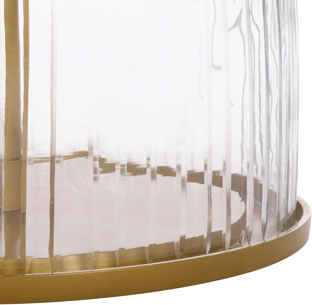 SAFAVIEH Home Collection – Kashi Clear Glass & White Marble Round Side Ta...