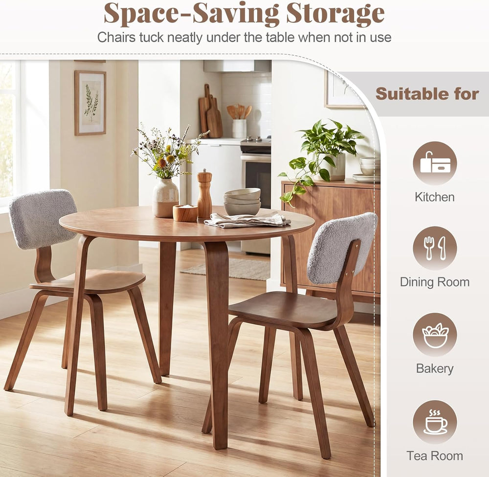 Giantex 37.5" Round Dining Table for 4, Wooden Kitchen Table with Solid ...