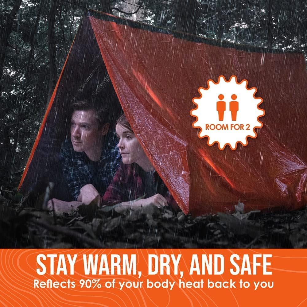 Survival Life Tent โข 2 Person Mylar Emergency Shelter Tube Tent + Paracord โข ...