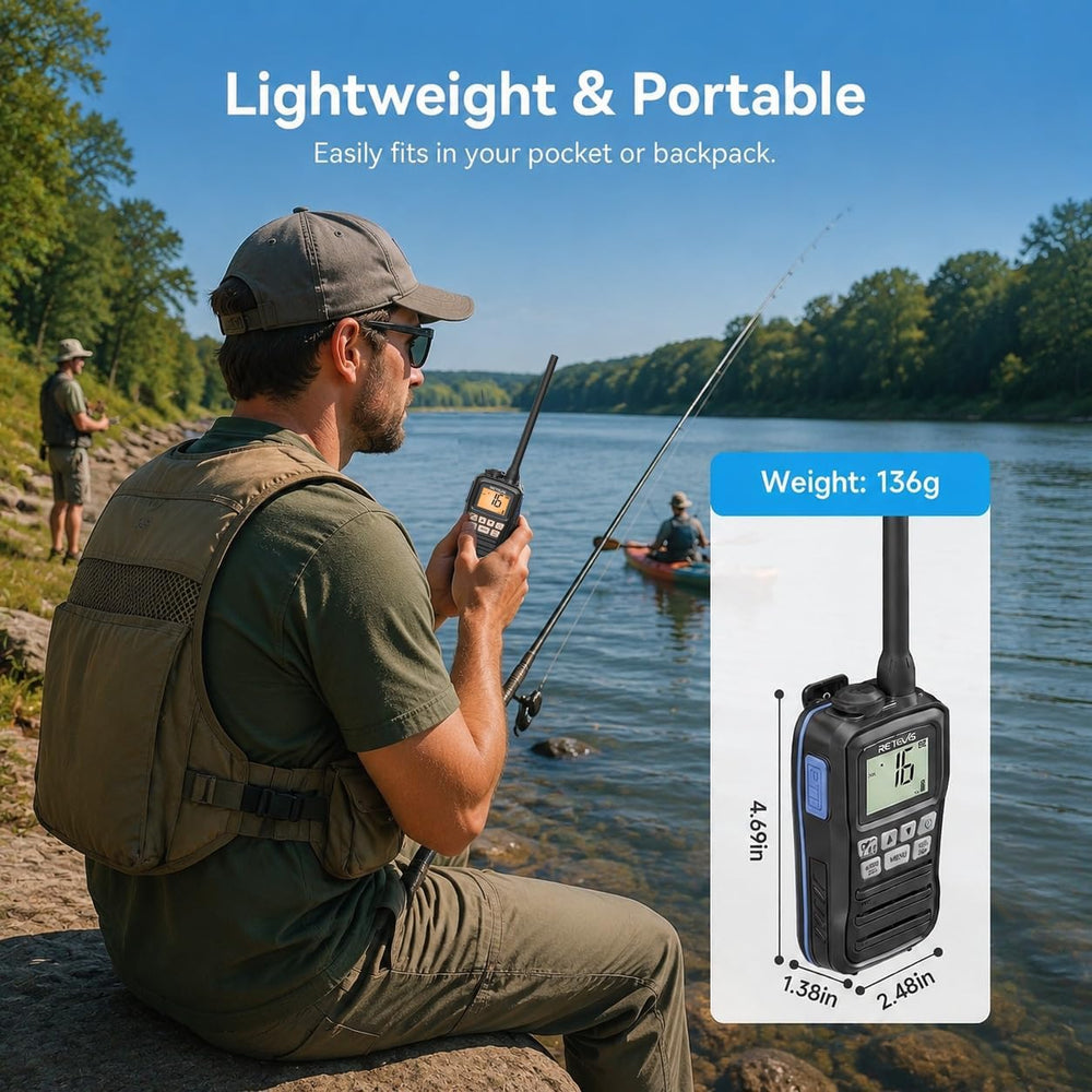 Retevis RM01P 3.5W Marine Radio VHF IP67 Floating, USB-C for Fishing(1Pack)