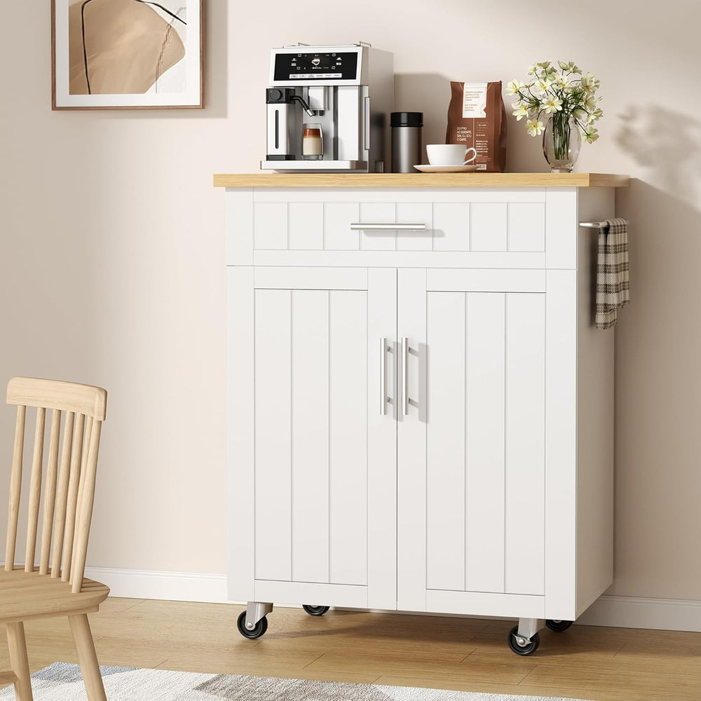 Shintenchi Kitchen Island cart with Storage, Portable Bar Cabinet on Wheels, ...