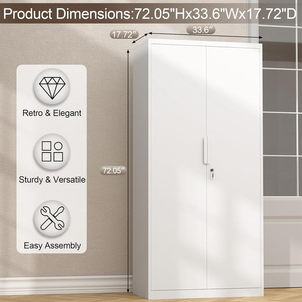 GREATMEET Metal Garage Storage Cabinet with 2 Doors and Shelves - 72" x ...