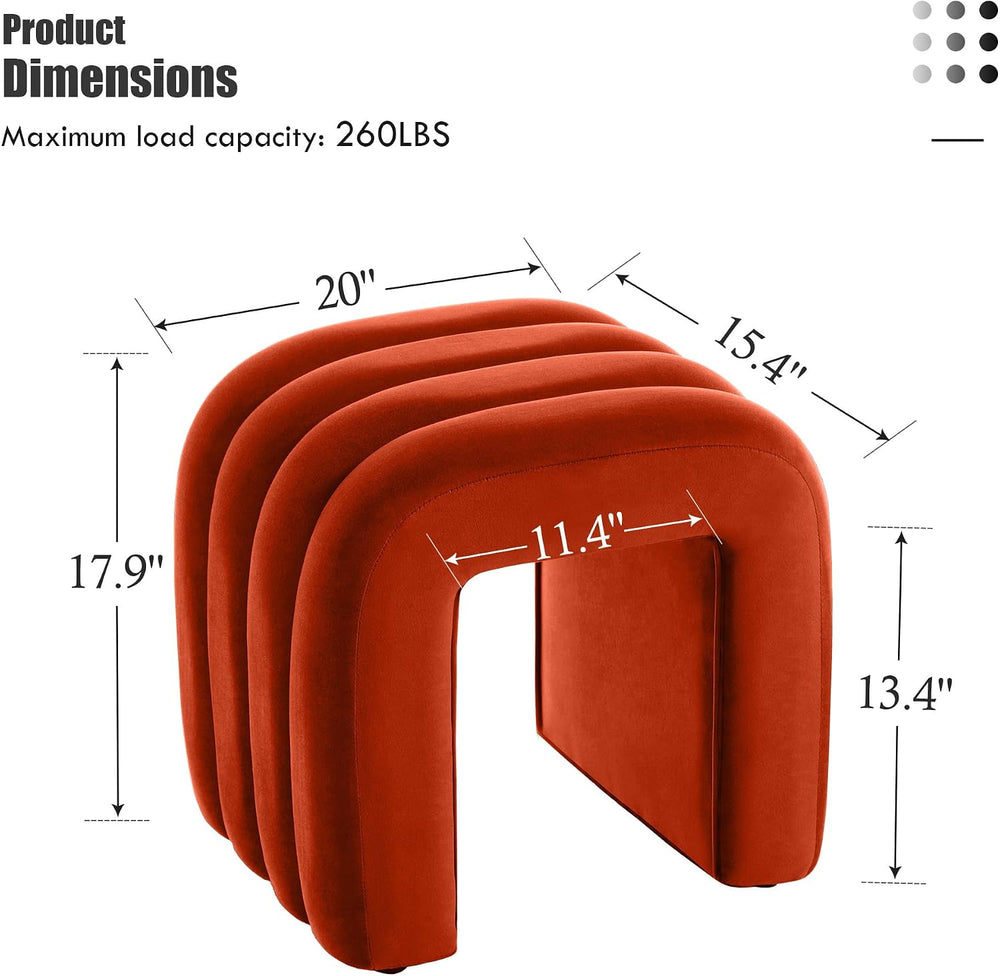 Flouki Velvet Ottoman Stools, Multifunctional Arch Ottomans, Makeup Vanity St...
