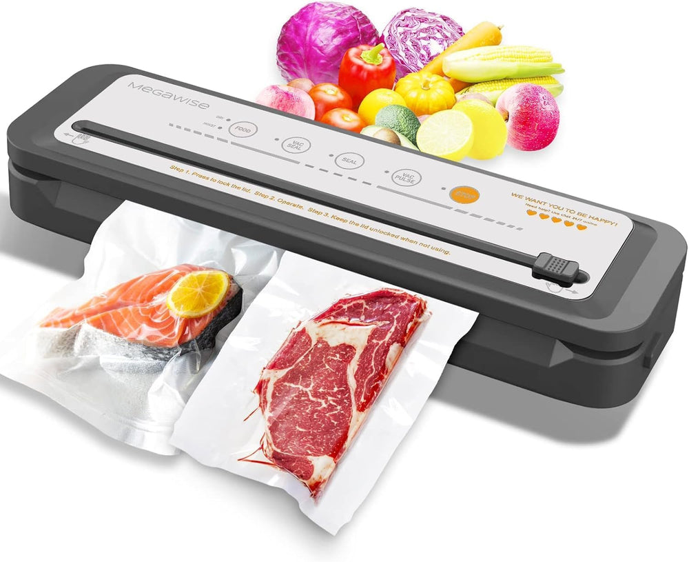 MEGAWISE Vacuum Sealer Machine, Portable Strong Suction Power Food Sealer, Ba...