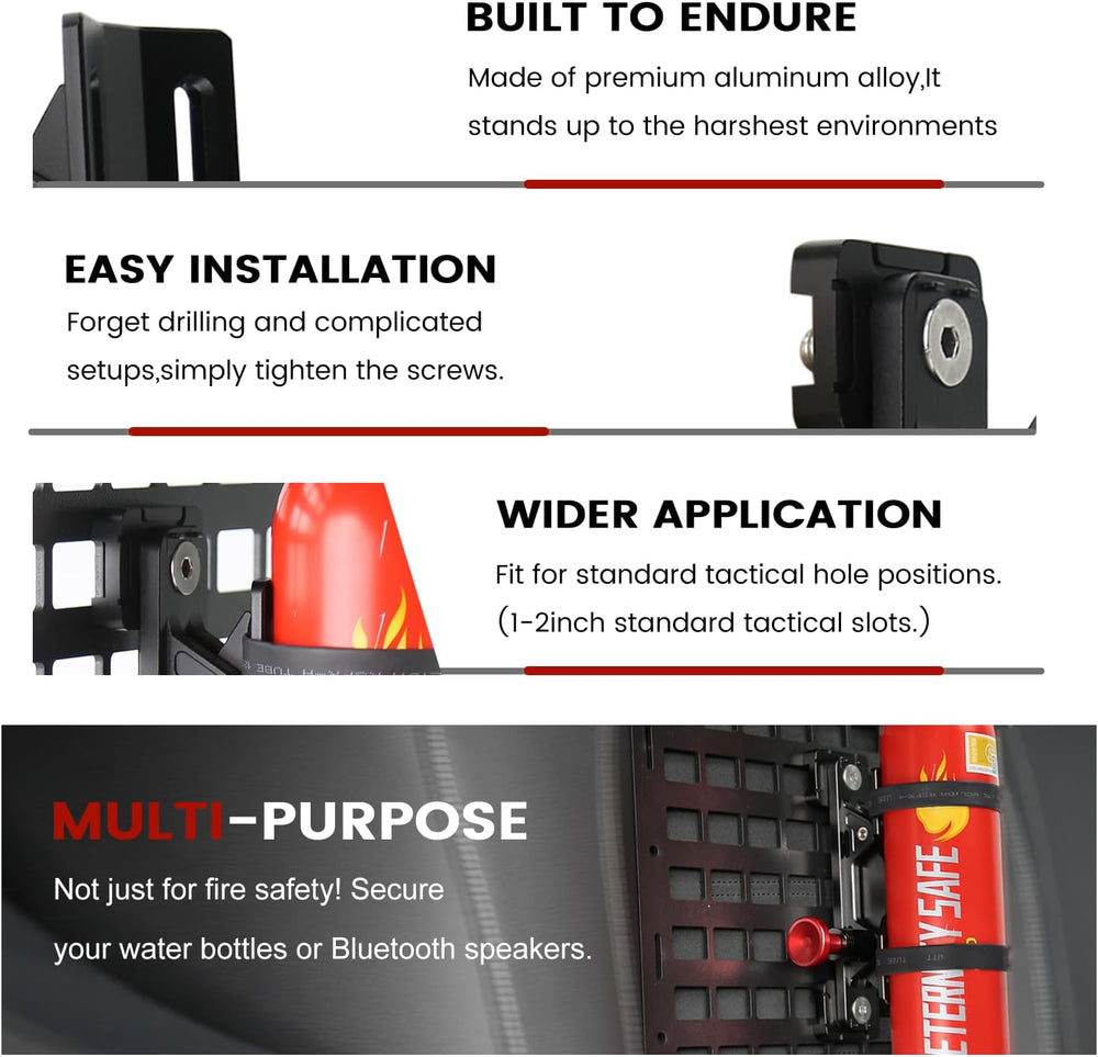 Aluminum MOLLE Panel Fire Extinguisher Mount Kit for 1-2in Slot Hole