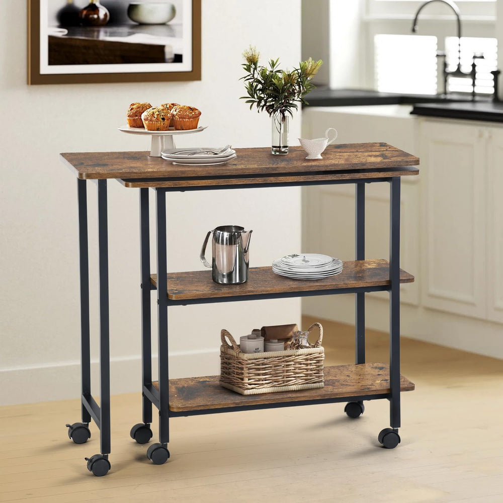 Homy Casa 360° Rotating Sofa Side Table with 2-Tier Storage Shelves - Mobile ...