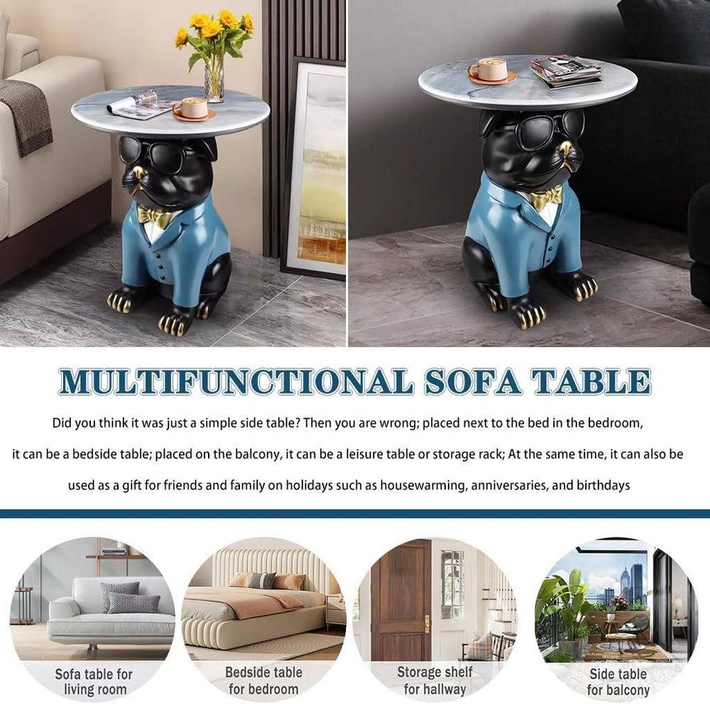 Cool Bulldog Appearance Side Table, Cartoon Animal Accent Table, Small Space ...