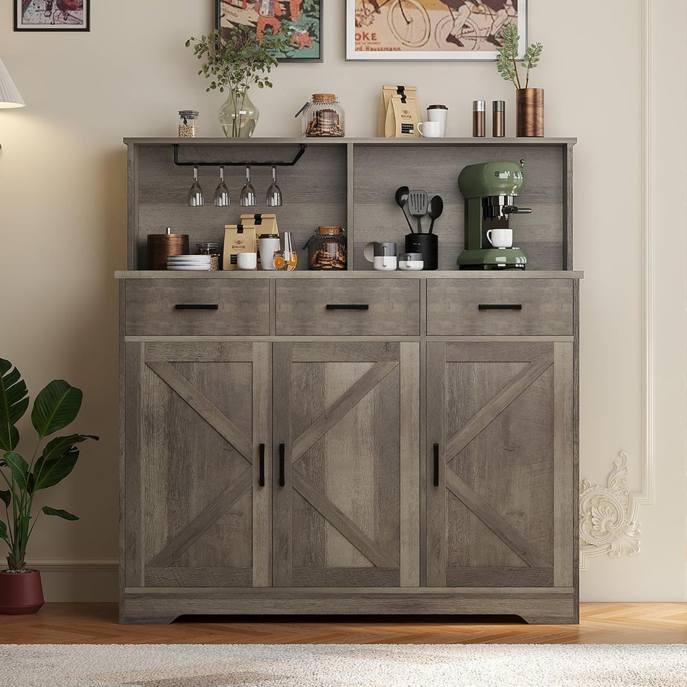 Farmhouse Sideboard Buffet with Microwave Stand,Varied Storage with Drawers a...