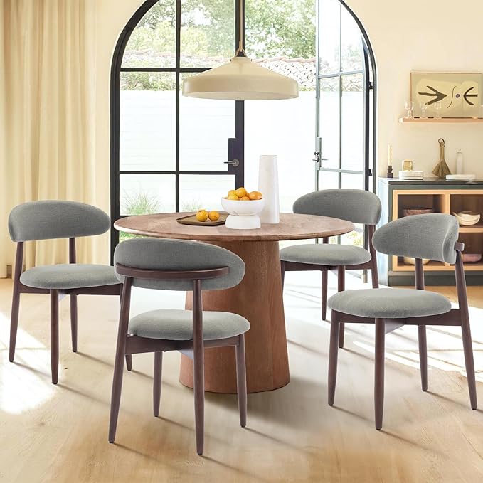 COLAMY Wooden Dining Room Chairs Set of 2, Modern Upholstered Fabric Dining C...