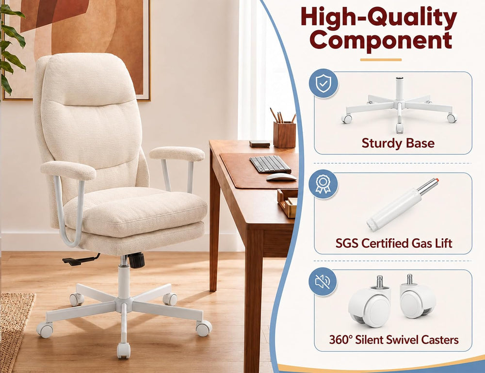 Ergonomic Office Chair, High Back Fabric Executive Chair with Thick Cushion, ...