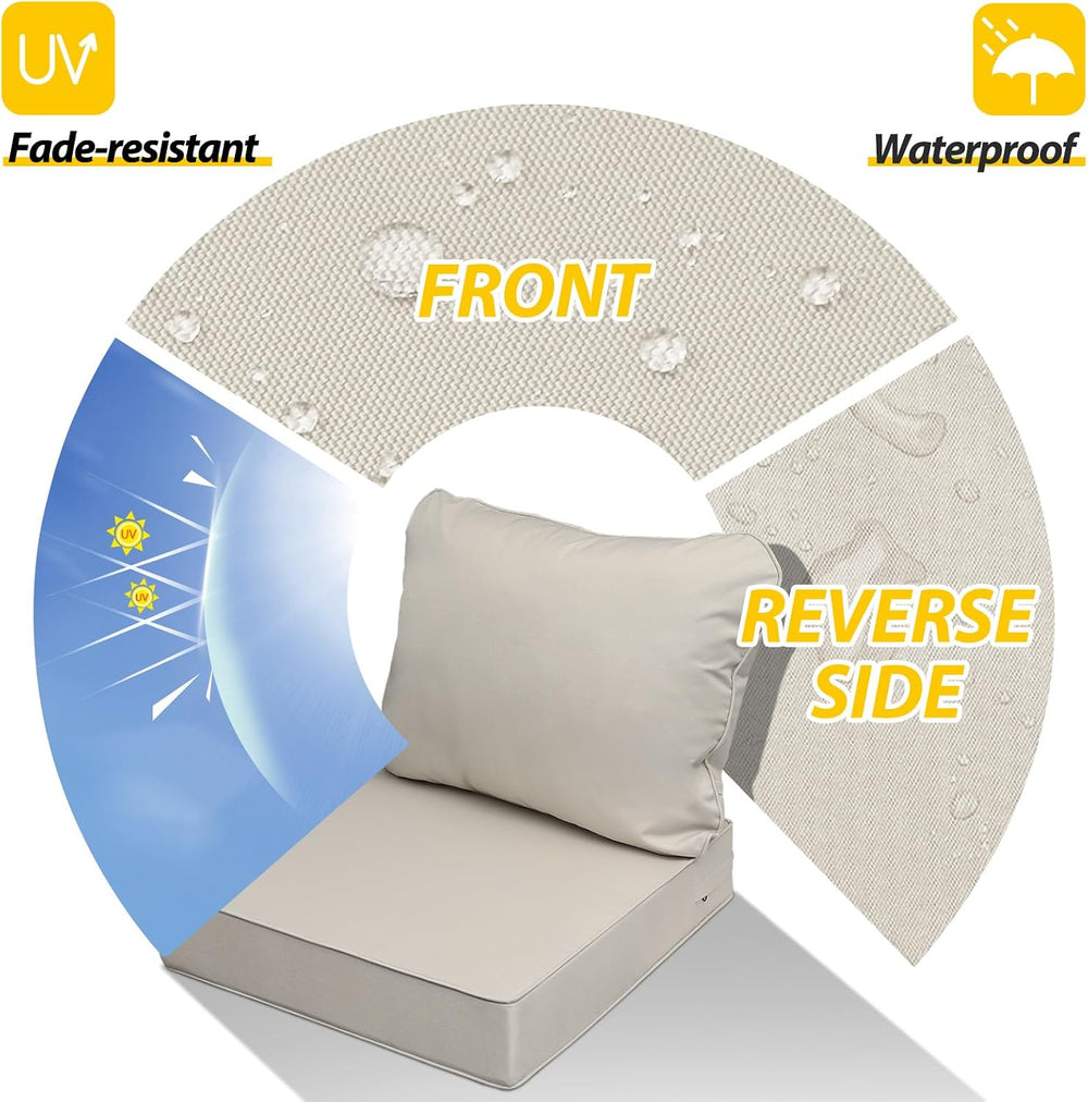 AAAAAcessories Outdoor Chair Cushions, 22 x 22 x 3 + 17 in, 4 Pack