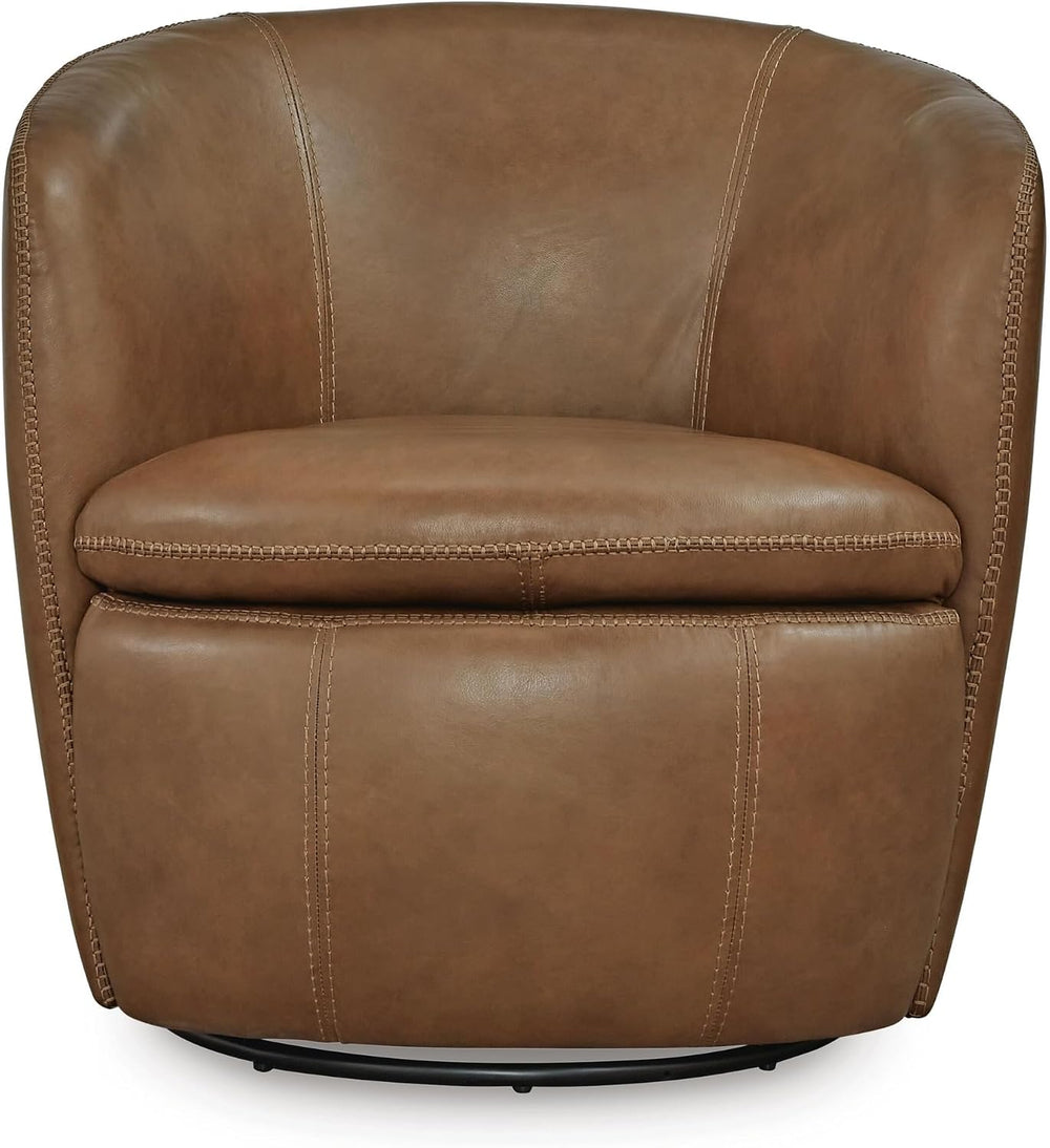Signature Design by Ashley Modern Top Grain Leather Swivel Barrel Chair