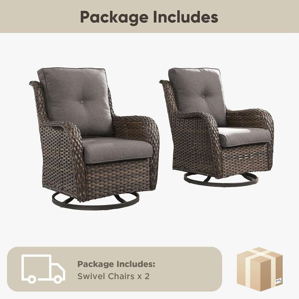 Belord Outdoor Swivel Chairs Set of 2,Patio Wicker Rocker Chairs,All Weather ...