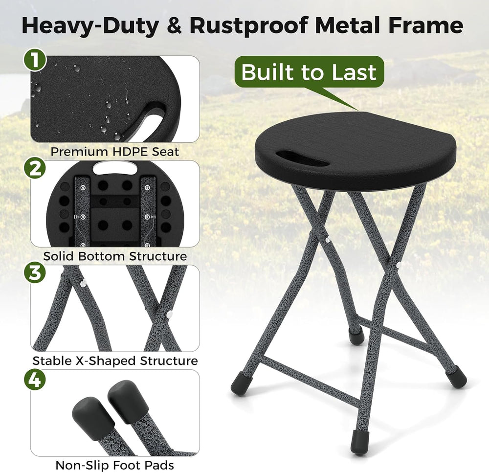 Giantex Folding Stool Set of 2, 18” Height Foldable Bar Stools, Portable Fold...