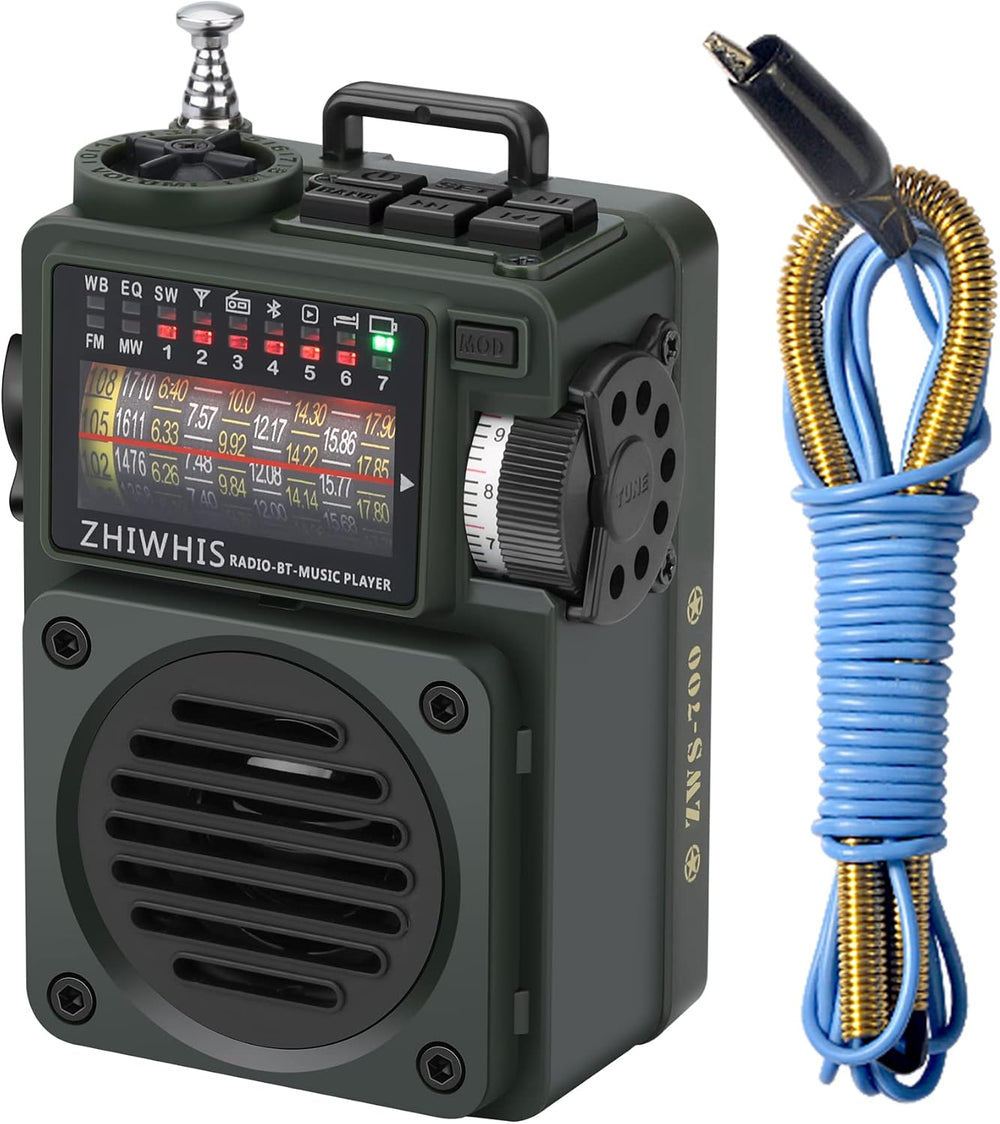 ZHIWHIS Shortwave Radio with Bluetooth, Portable Radio with Sleep Timer, Weat...