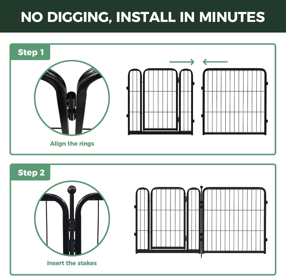 FXW No Dig Garden Fence, Outdoor for Yard, 24in(H) x 11.4ft(L), 6 Panels
