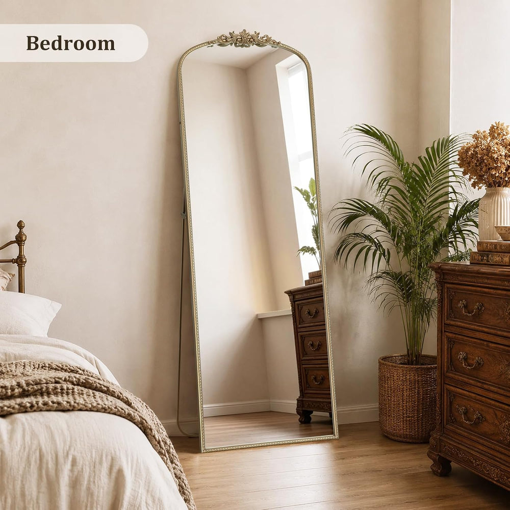 HOMECOOKIN Gold Vintage Arched Full Length Mirror, 65"X22" Antique ...