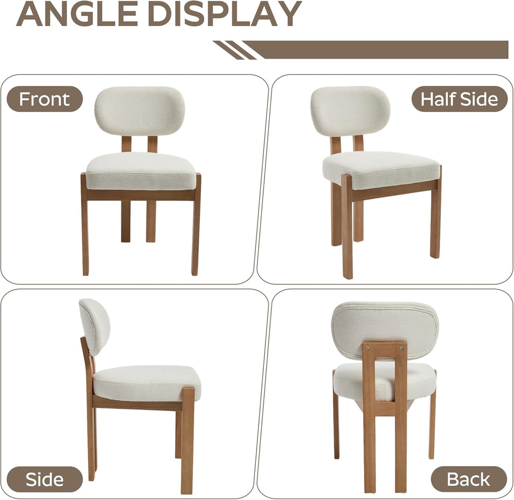 RGZ Mid Century Wooden Dining Chairs Set of 4, Modern Fabric Upholstered Beig...