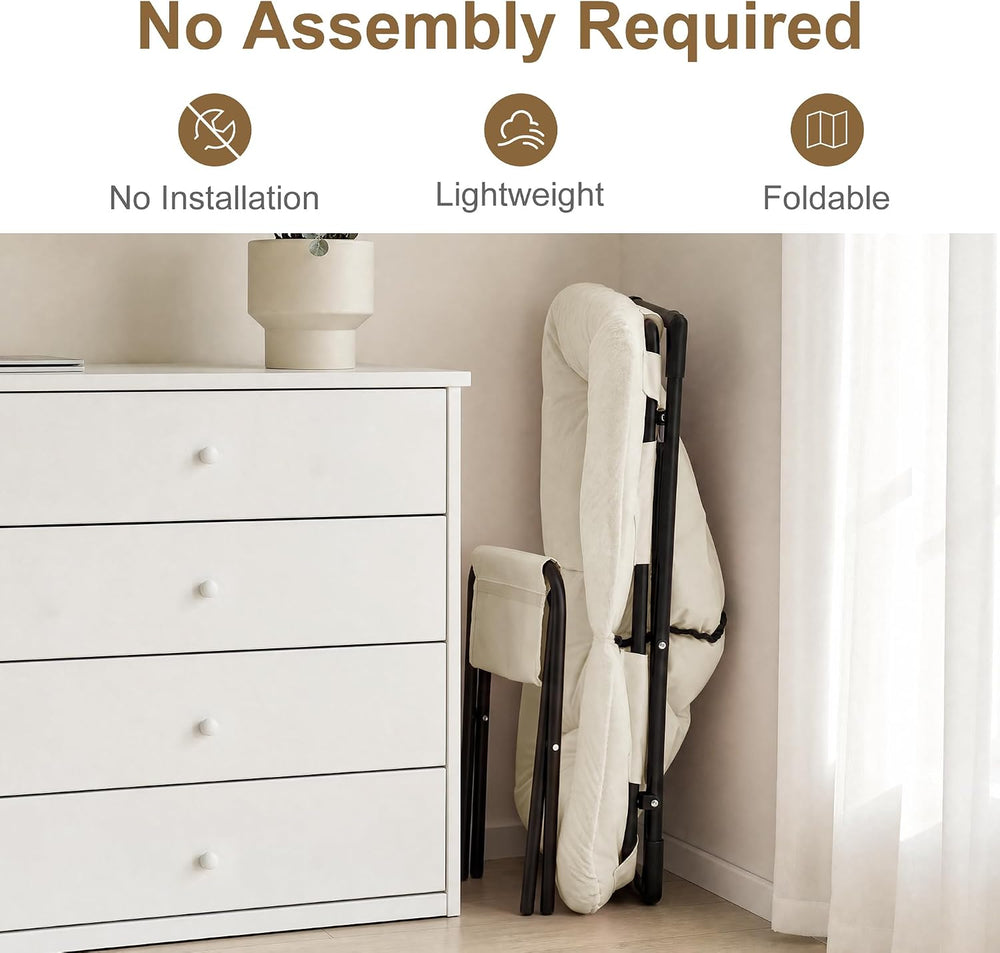 Saucer Chair with Ottoman, Foldable Living Room Chairs, Faux Fur Comfy Readin...