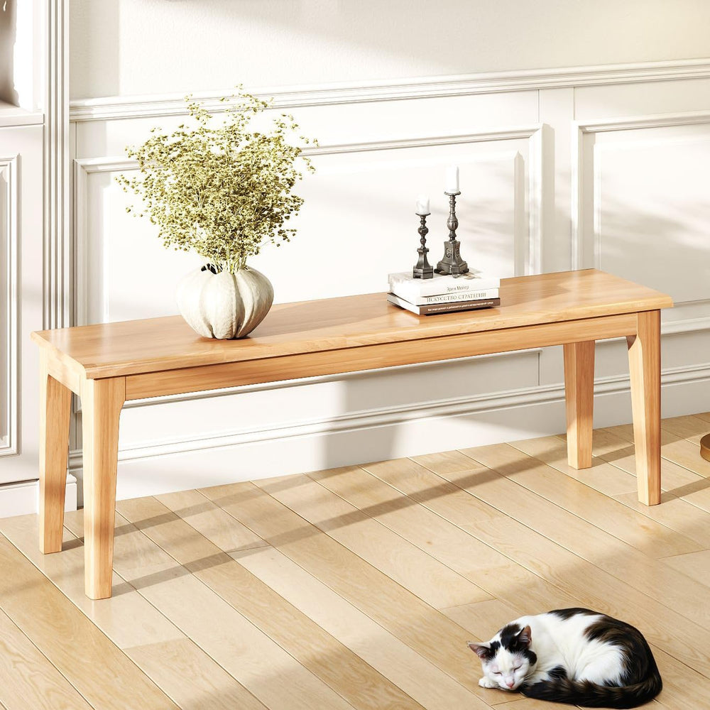 Dining Bench 55.1" Wood Solid Oak Wooden Bed End/Entryway Bench for Bedr...